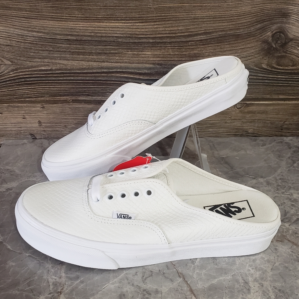 New Vans Authentic Mule Python Slip On White Sneakers
